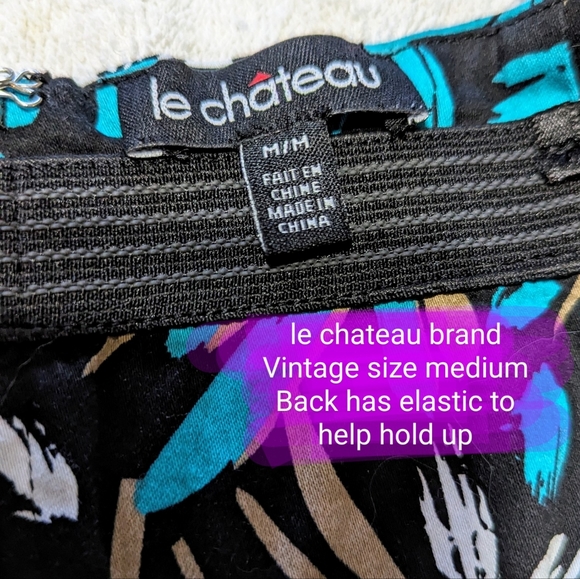 Vintage le chateau size med strapless mini dress, EUC, teal floral pattern - Picture 3 of 16